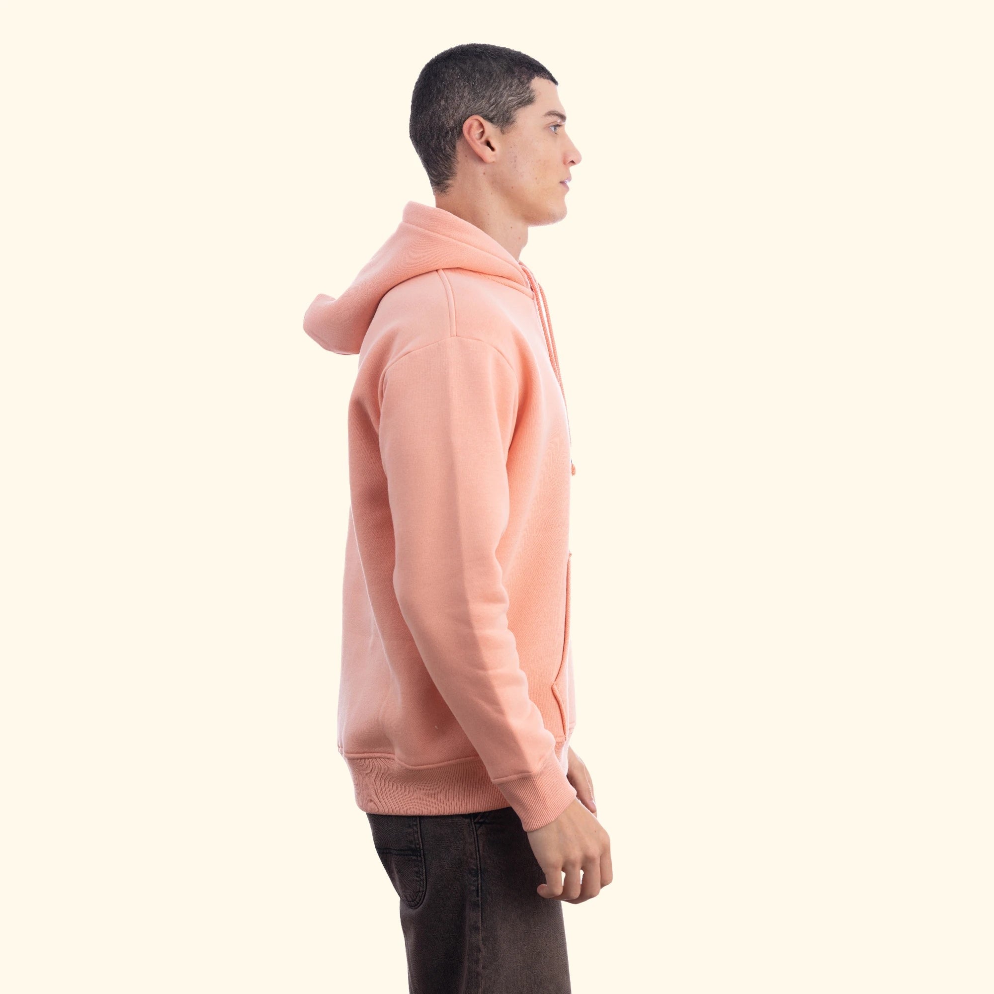Erkek Somon Kapüşonlu Kanguru Cepli Basic Sweatshirt Hoodie - 5