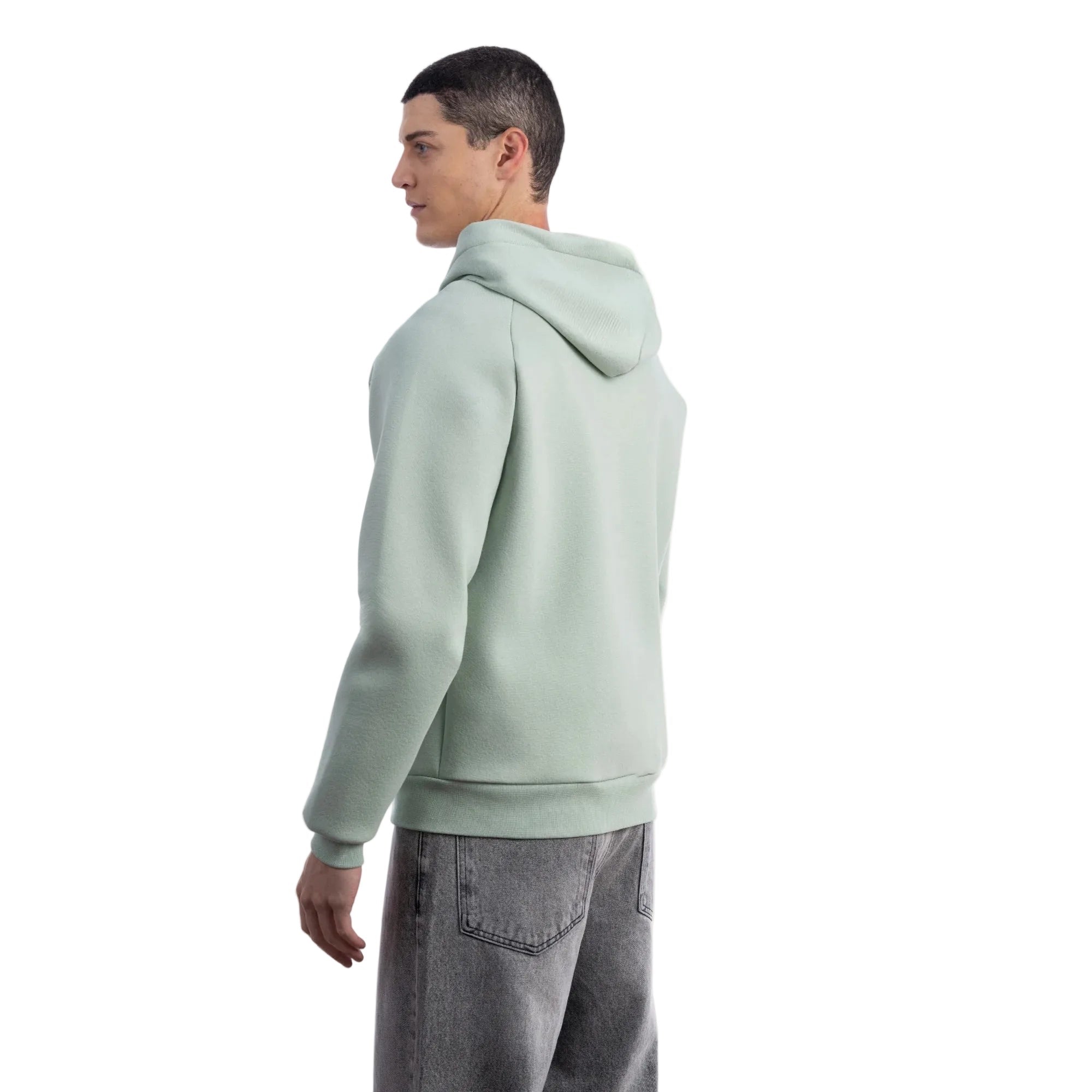 Erkek Mint Su İtici Kapüşonlu Flok Sweatshirt Ceket - 5