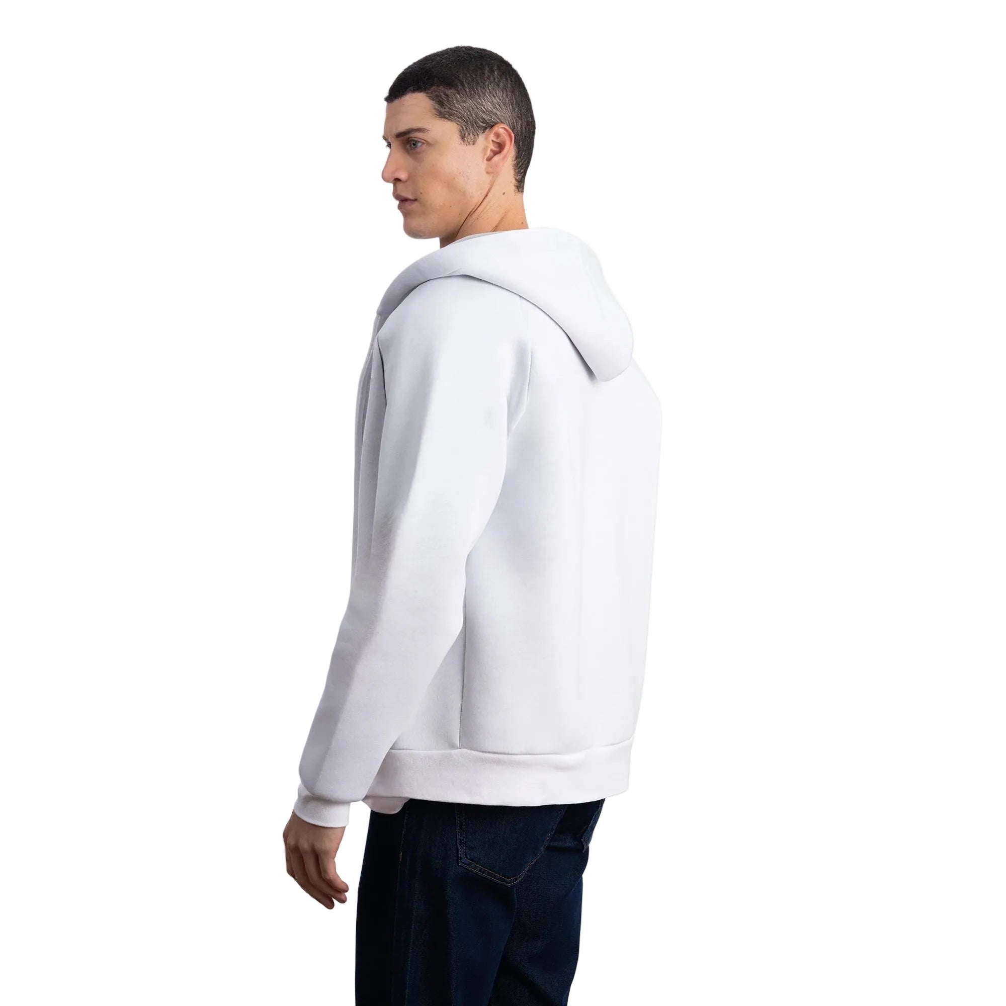Erkek Ekru Su İtici Kapüşonlu Flok Sweatshirt Ceket - 4