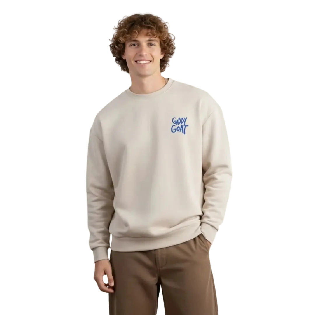 Erkek Ekru Goat Baskılı Oversize Sweatshirt - 3