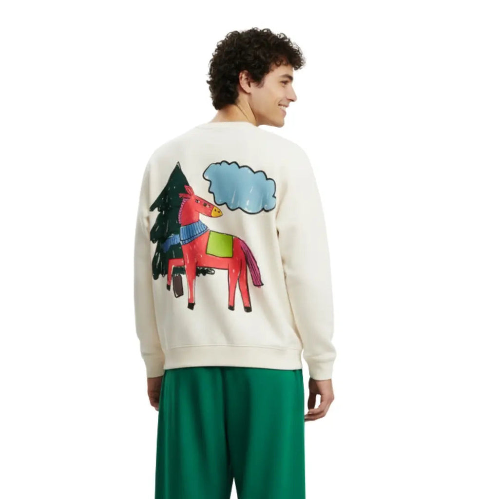 Erkek Ekru The Horse Baskılı Regular Fit Sweatshirt - 3