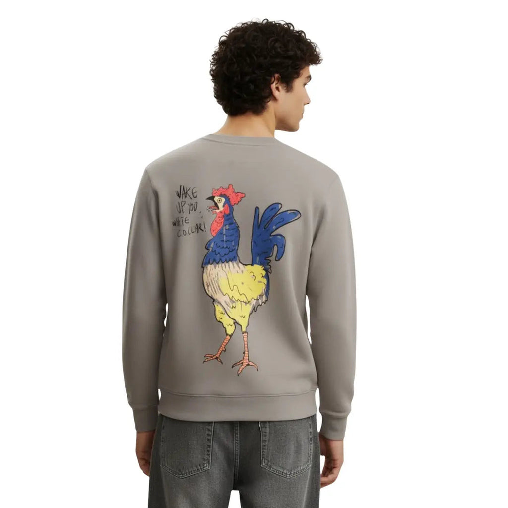 Erkek Gri Rooster Emprime Baskılı Regular Fit Sweatshirt - 3
