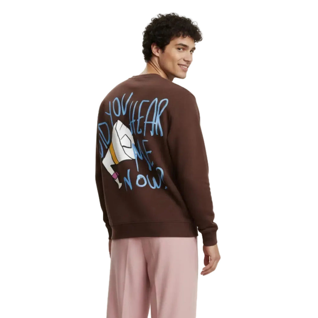 Erkek Kahverengi Megaphone Baskılı Regular Fit Sweatshirt - 3