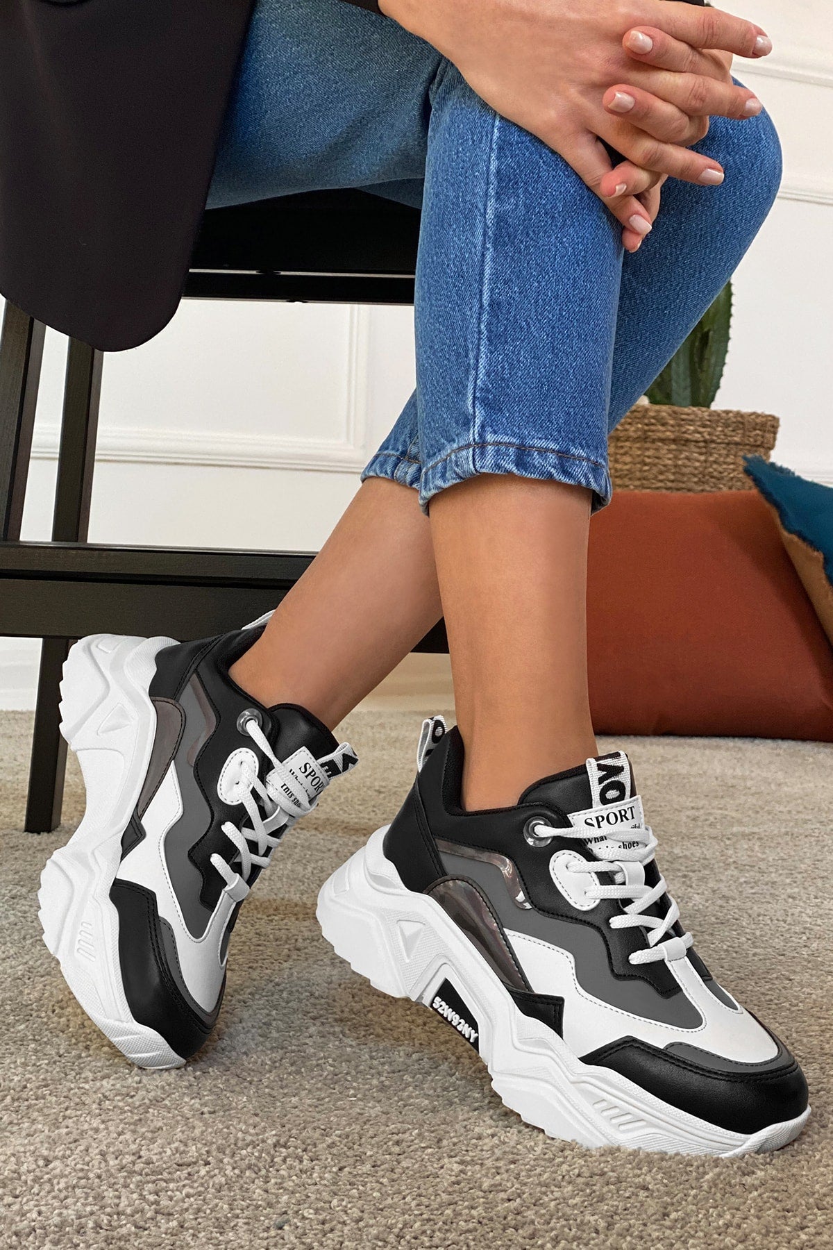 Kadın Sneaker Spor Ayakkabı 2026 - DS.PMD239K2110 - Siyah Füme