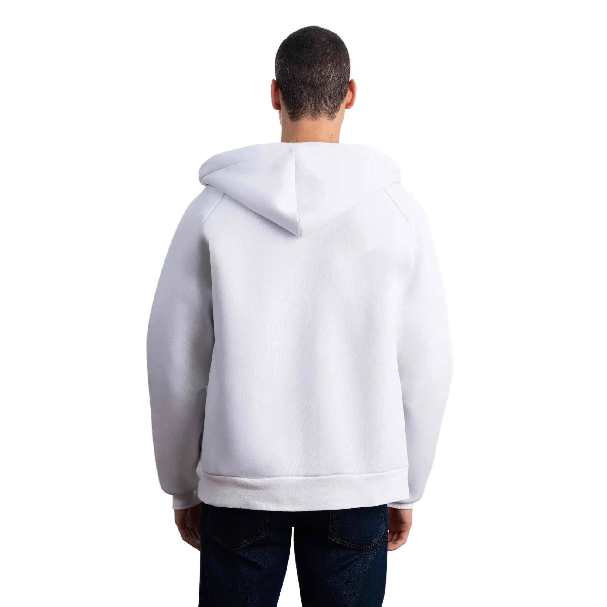 Erkek Ekru Su İtici Kapüşonlu Flok Sweatshirt Ceket - 5