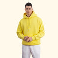 Erkek Sarı Kapüşonlu Kanguru Cepli Basic Sweatshirt Hoodie