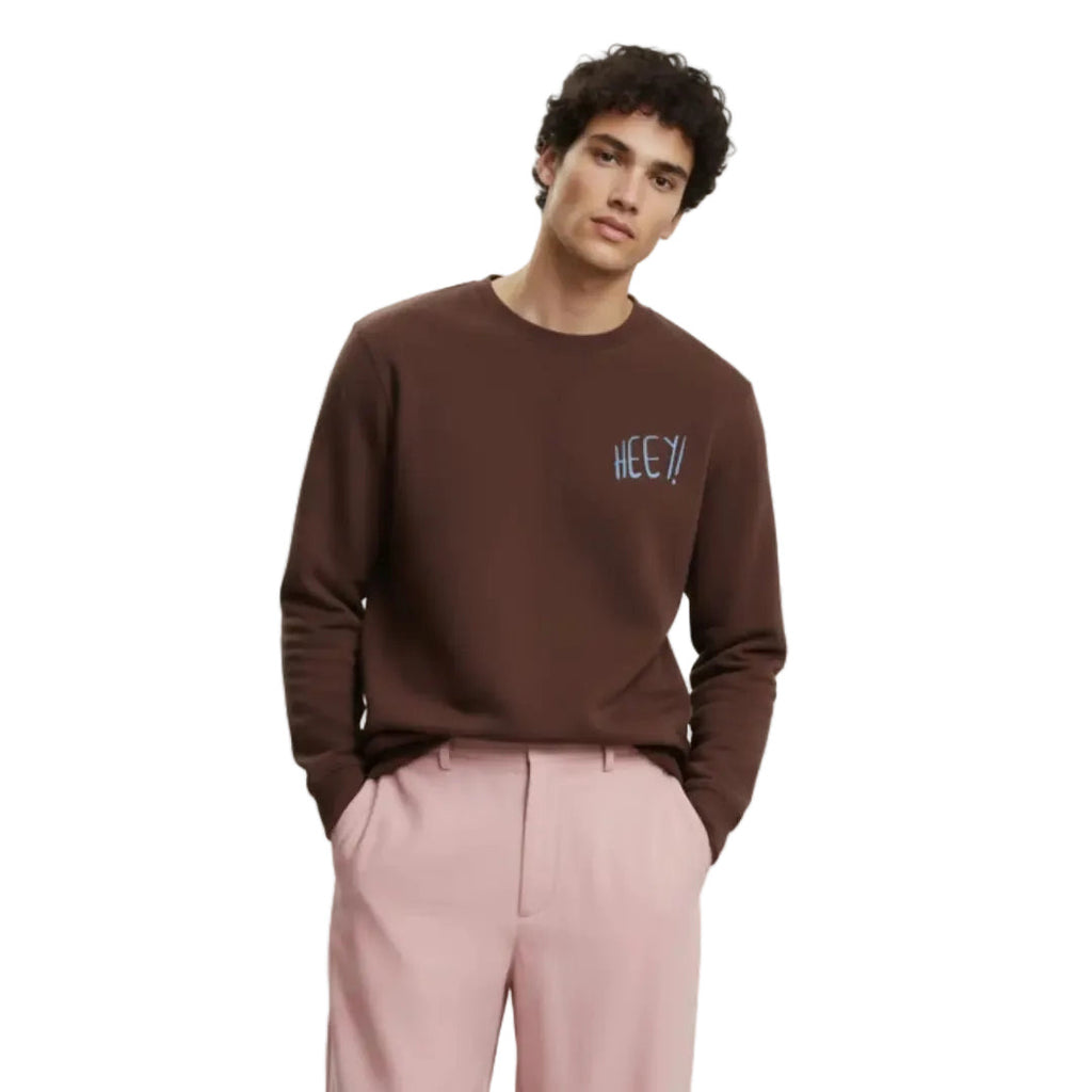 Erkek Kahverengi Megaphone Baskılı Regular Fit Sweatshirt - 4