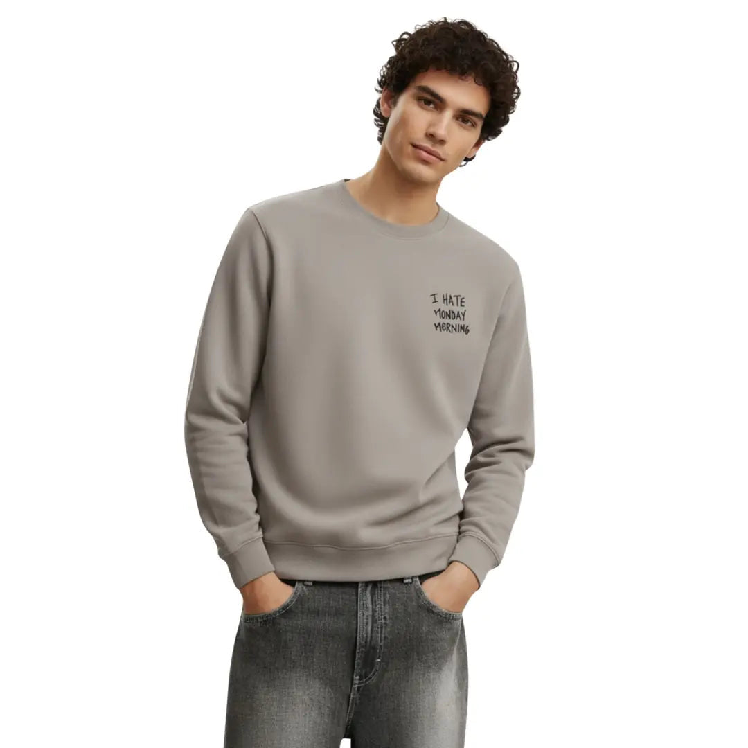 Erkek Gri Rooster Emprime Baskılı Regular Fit Sweatshirt - 4