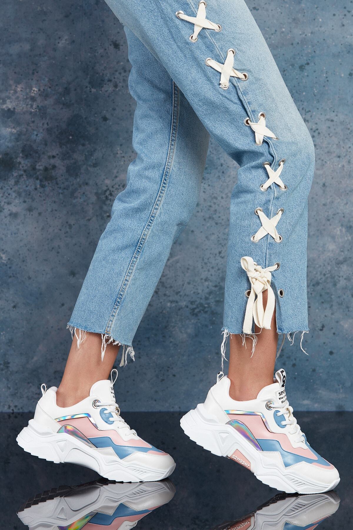 Kadın Mavi Beyaz Sneaker