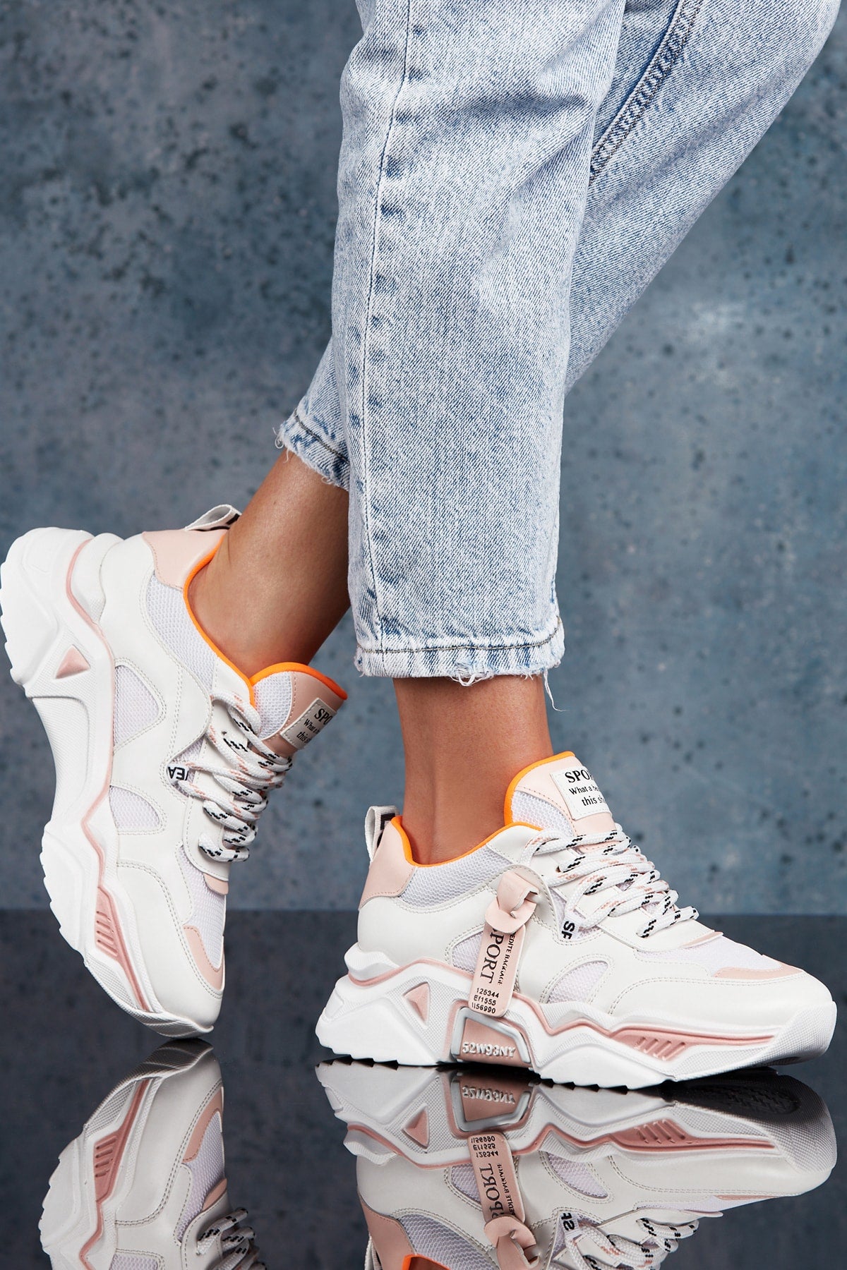 Kadın Sneaker Spor Ayakkabı 2026 - DS.PMD239K2051 - Beyaz Pudra