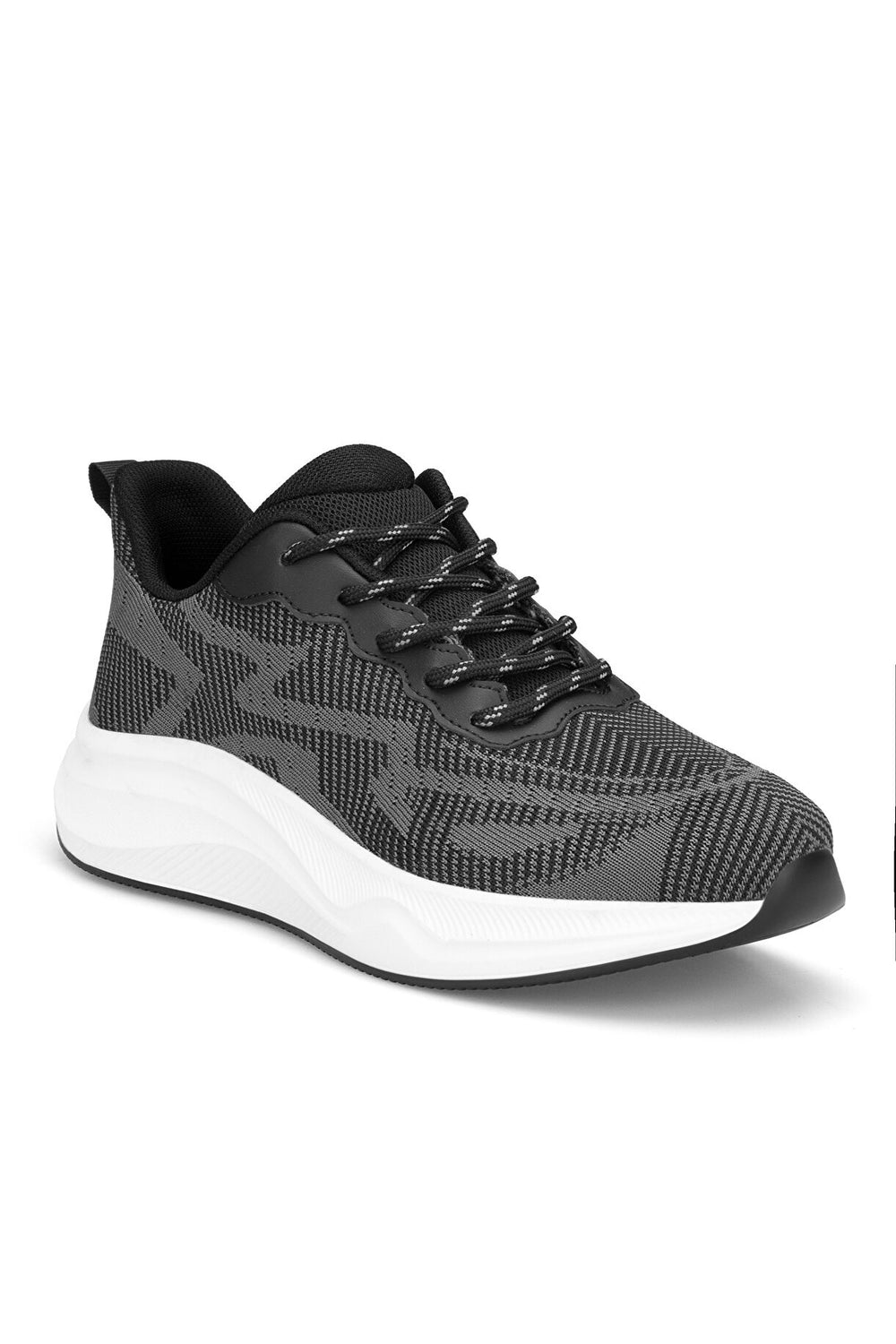 DS Mars Gri Beyaz Unisex Sneaker Günlük Spor Örme Ayakkabı — Siyah Füme