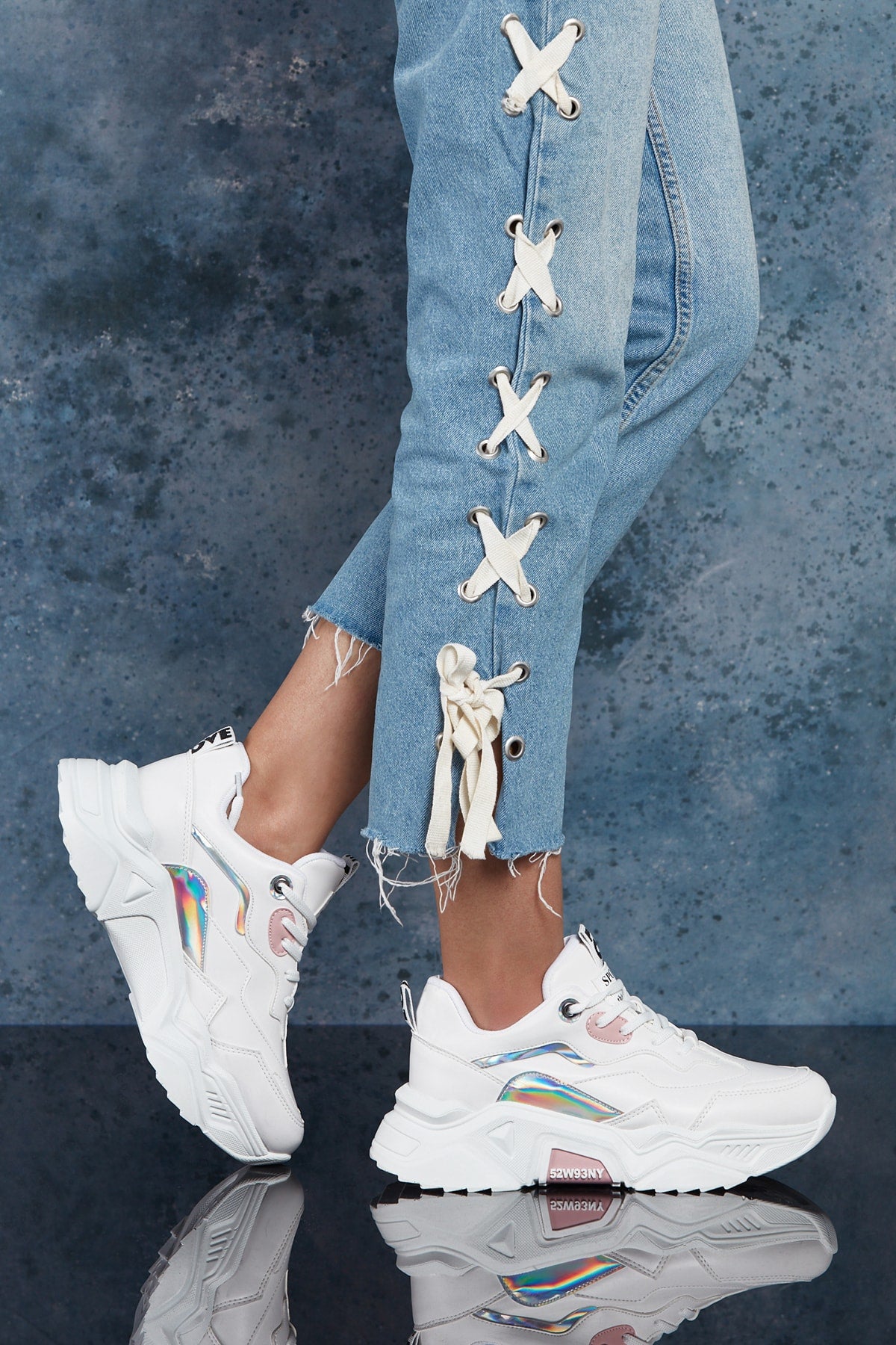 Kadın Beyaz Pudra Sneaker