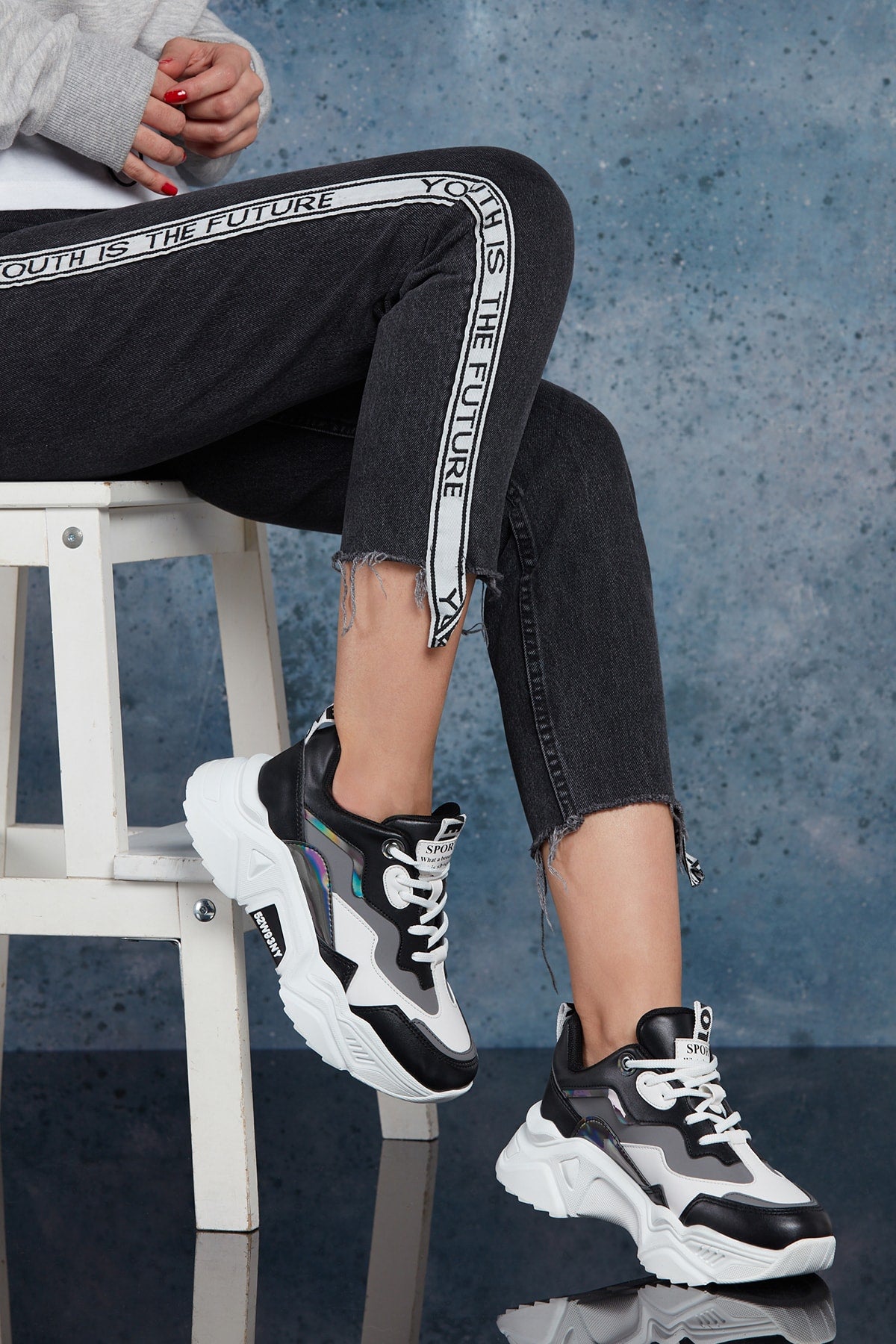 Kadın Sneaker Spor Ayakkabı 2026 - DS.PMD239K2110 - Siyah Füme