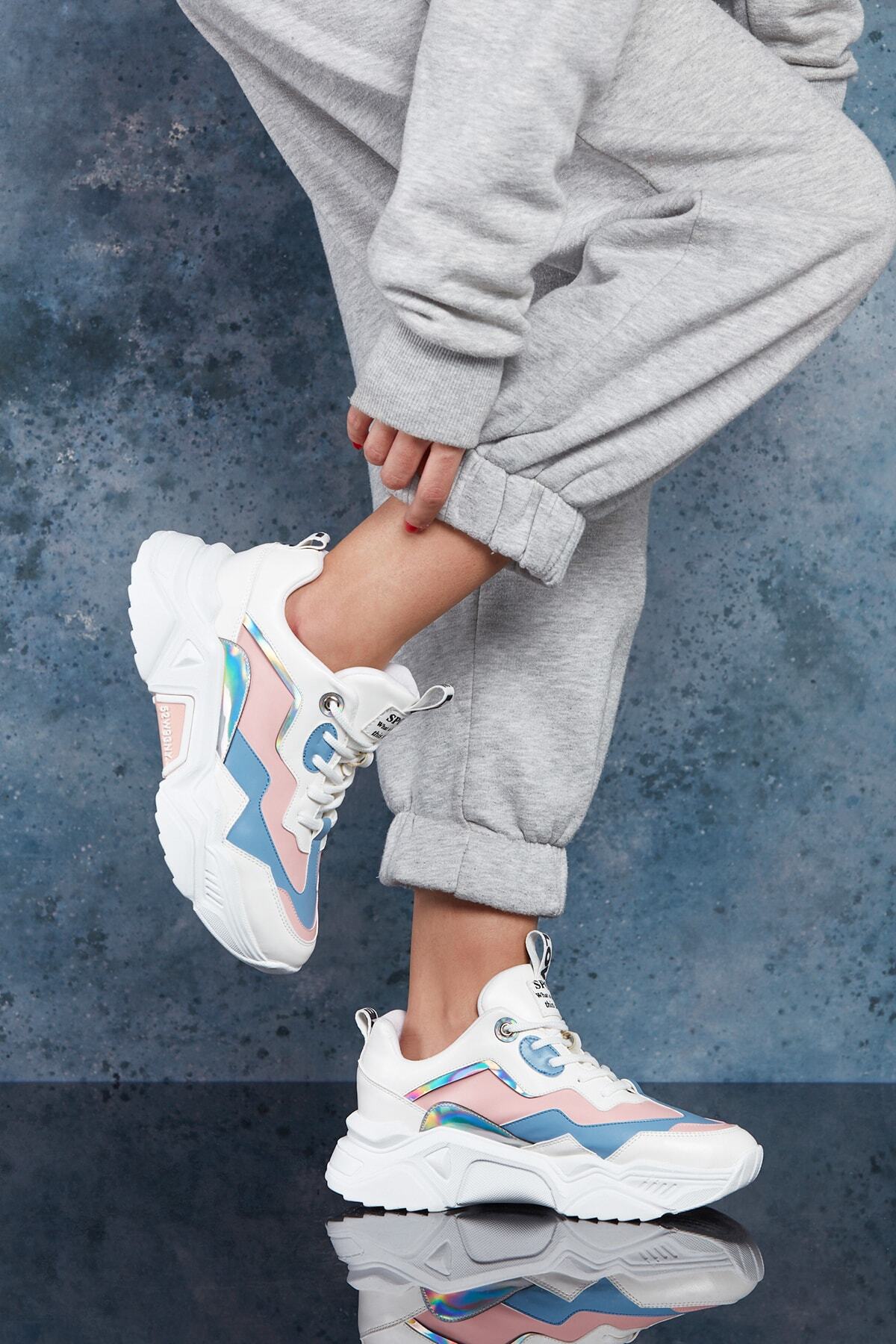 Kadın Mavi Beyaz Sneaker