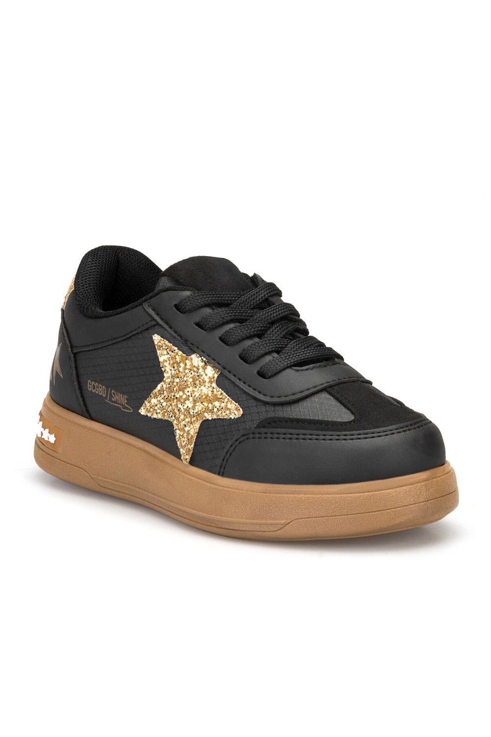 Kids DS Opera Bej Gümüş Çocuk Sneaker Günlük Spor Bağcıklı Ayakkabı — Siyah Altın