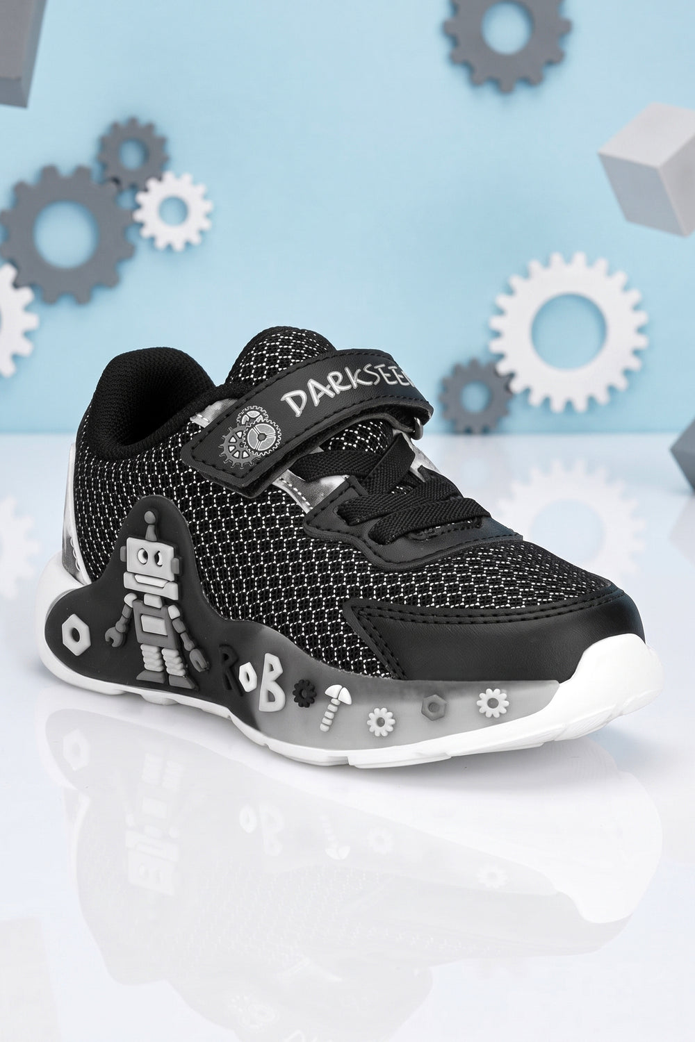 Kids DS RP38 Füme Turuncu Çocuk Sneaker Günlük Spor Cırtlı Ayakkabı — Siyah Beyaz