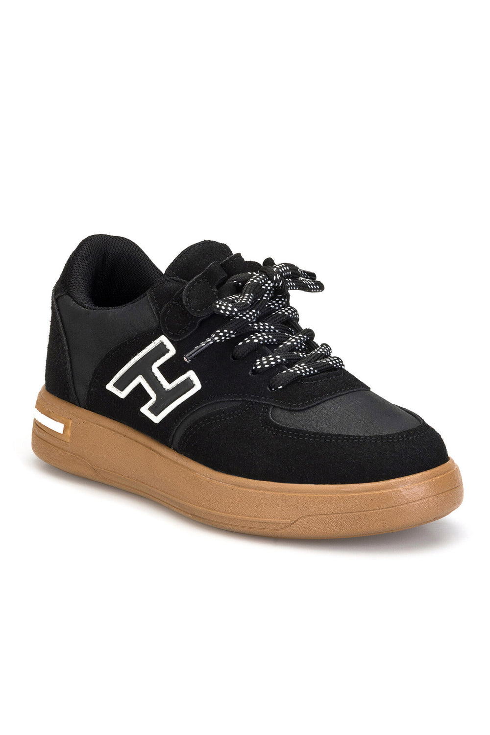 Kids DS Opera Bej Gümüş Çocuk Sneaker Günlük Spor Bağcıklı Ayakkabı — Siyah Taba