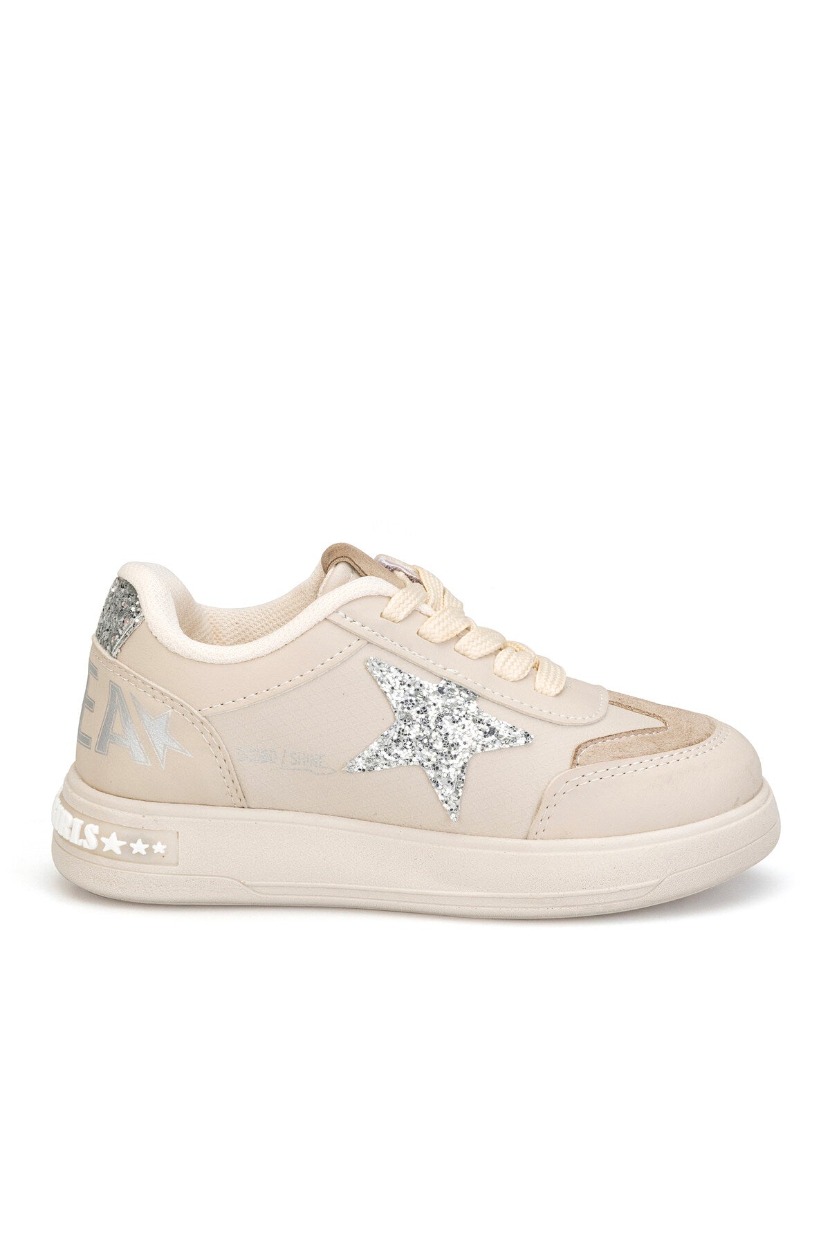Kids DS Opera Çocuk Sneaker Günlük Spor Bağcıklı Ayakkabı - Bej Gümüş