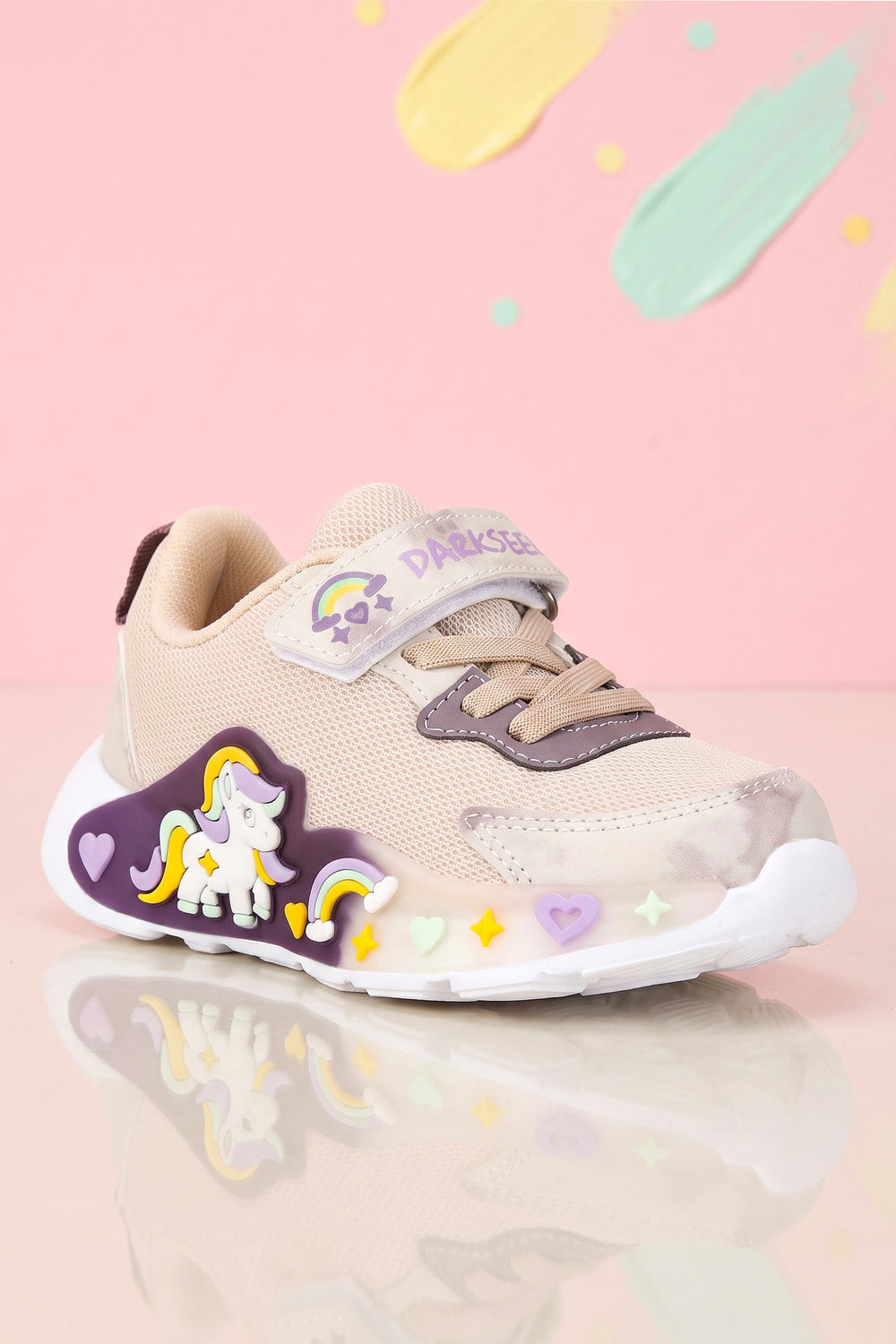 Kids DS RP38 Füme Turuncu Çocuk Sneaker Günlük Spor Cırtlı Ayakkabı — Bej Mor
