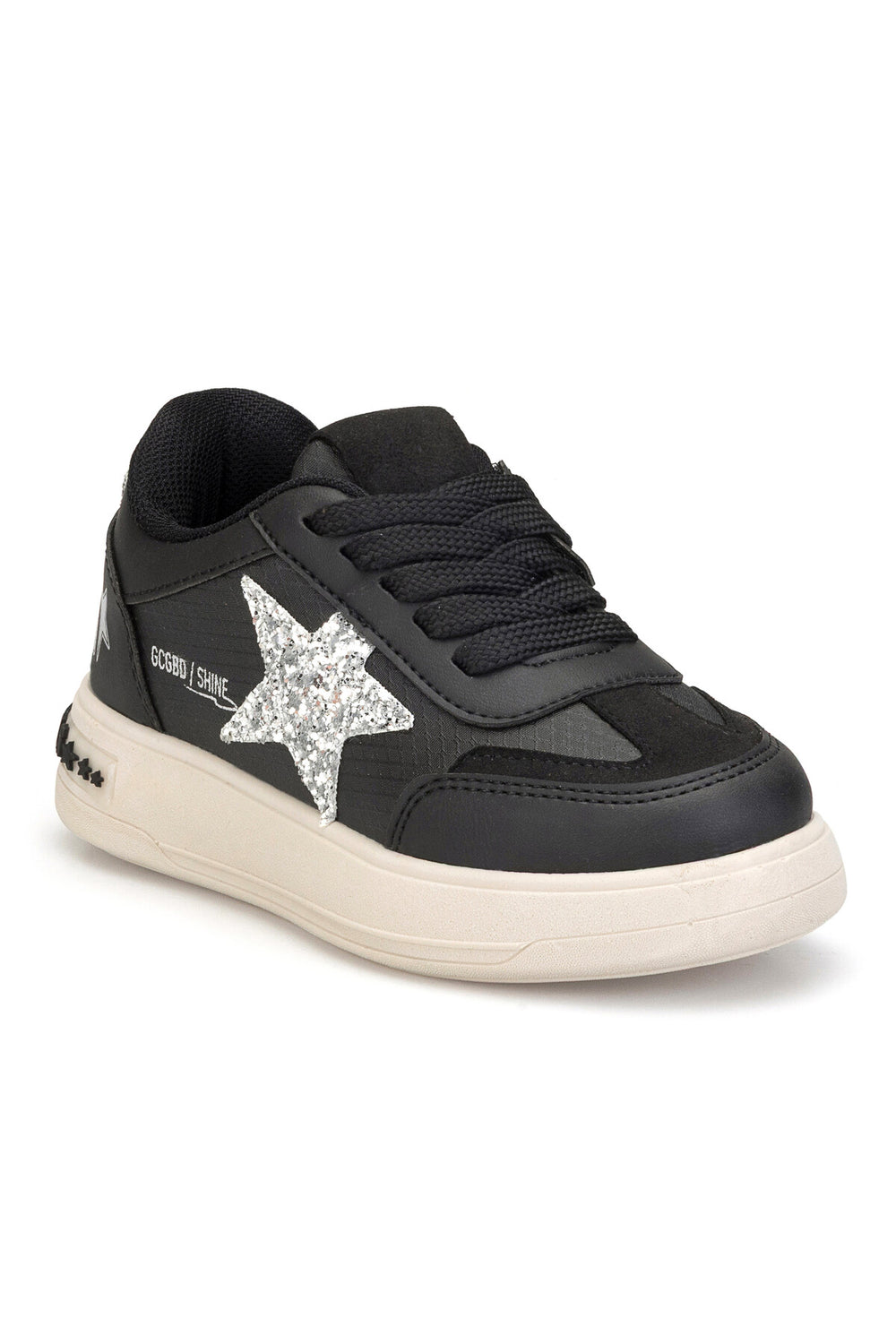 Kids DS Opera Bej Gümüş Çocuk Sneaker Günlük Spor Bağcıklı Ayakkabı — Siyah Gümüş