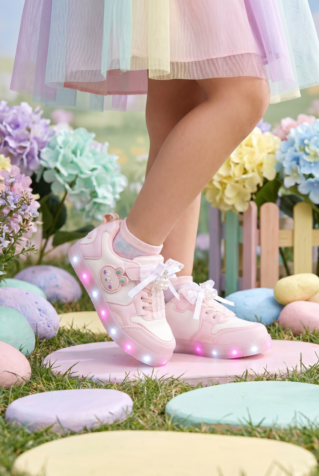 Çocuk Pudra Işıklı Sneaker Spor Ayakkabı 2026 - Kids DS Chen