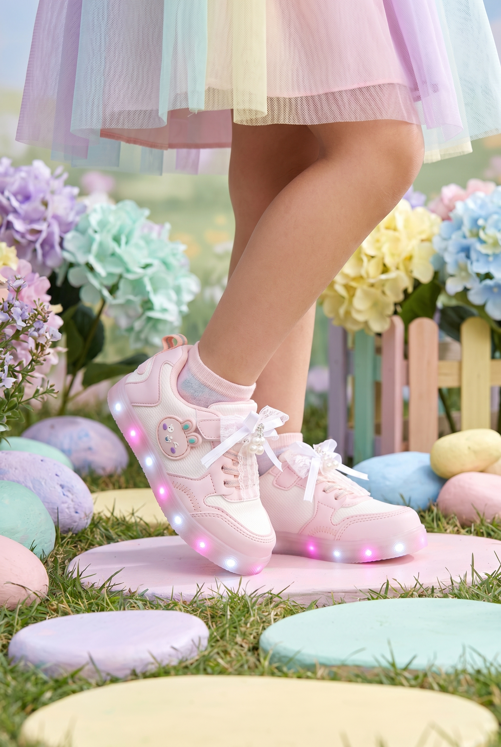 Çocuk Pudra Işıklı Sneaker Spor Ayakkabı 2026 - Kids DS Chen