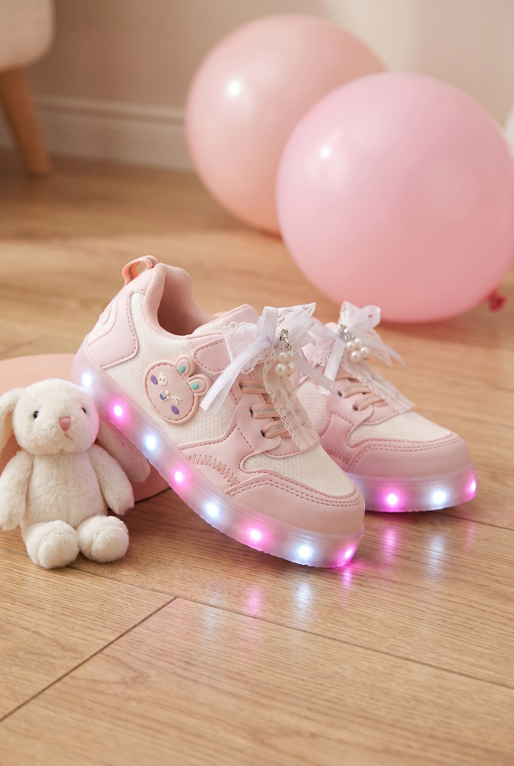 Çocuk Pudra Işıklı Sneaker Spor Ayakkabı 2026 - Kids DS Chen