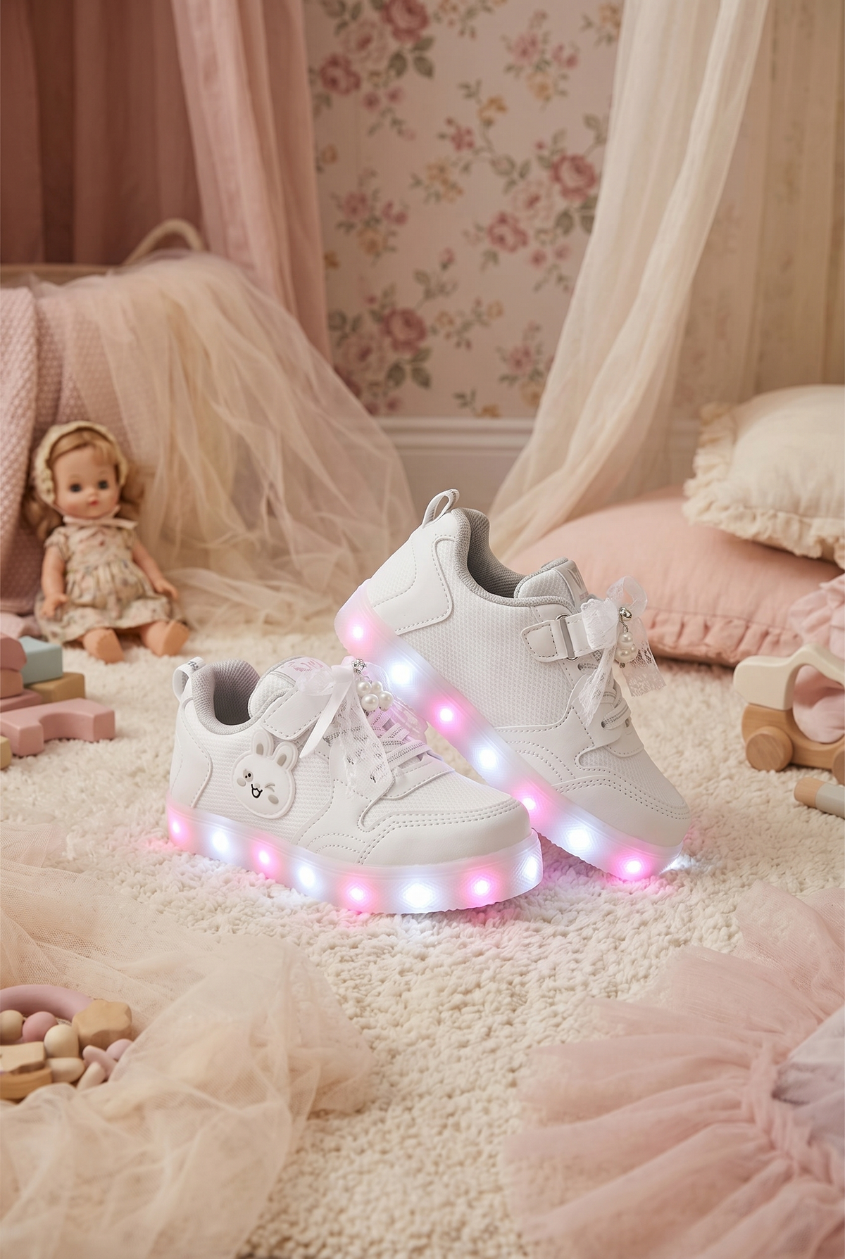 Çocuk Beyaz Sneaker Işıklı Spor Ayakkabı 2026 - Kids DS Chen
