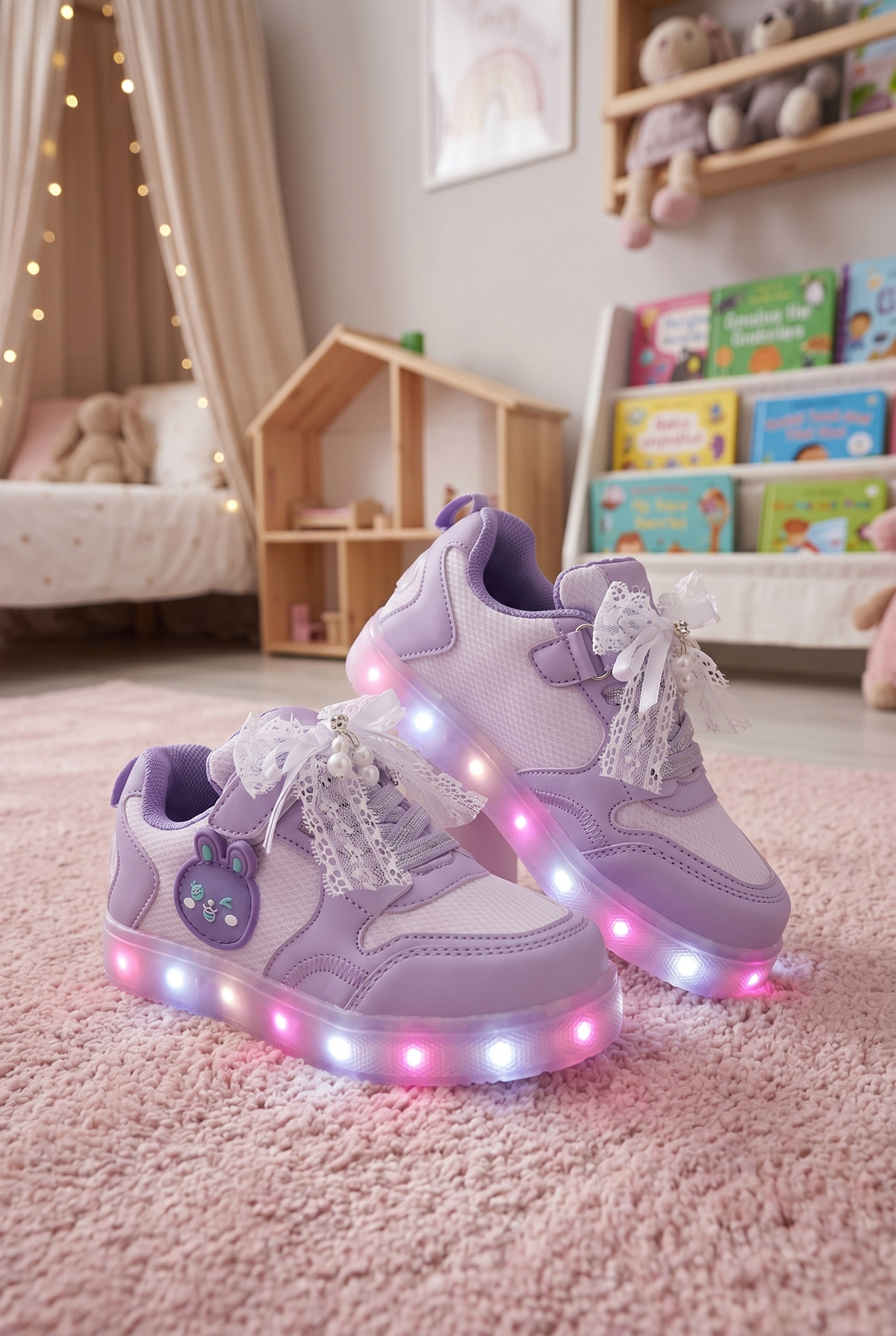 Çocuk Mor Lila Işıklı Sneaker Spor Ayakkabı 2026 - Kids DS Chen
