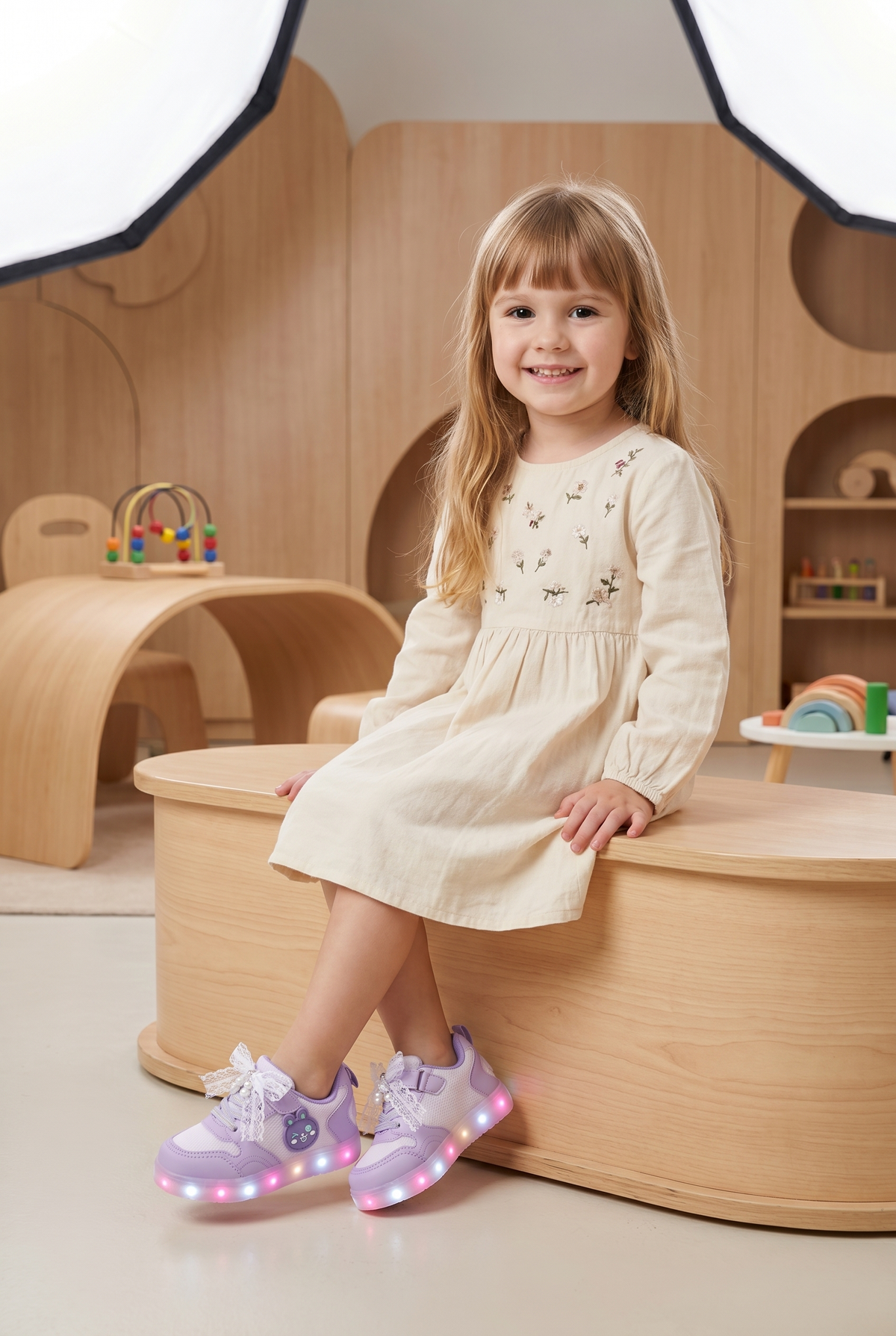 Çocuk Mor Lila Işıklı Sneaker Spor Ayakkabı 2026 - Kids DS Chen