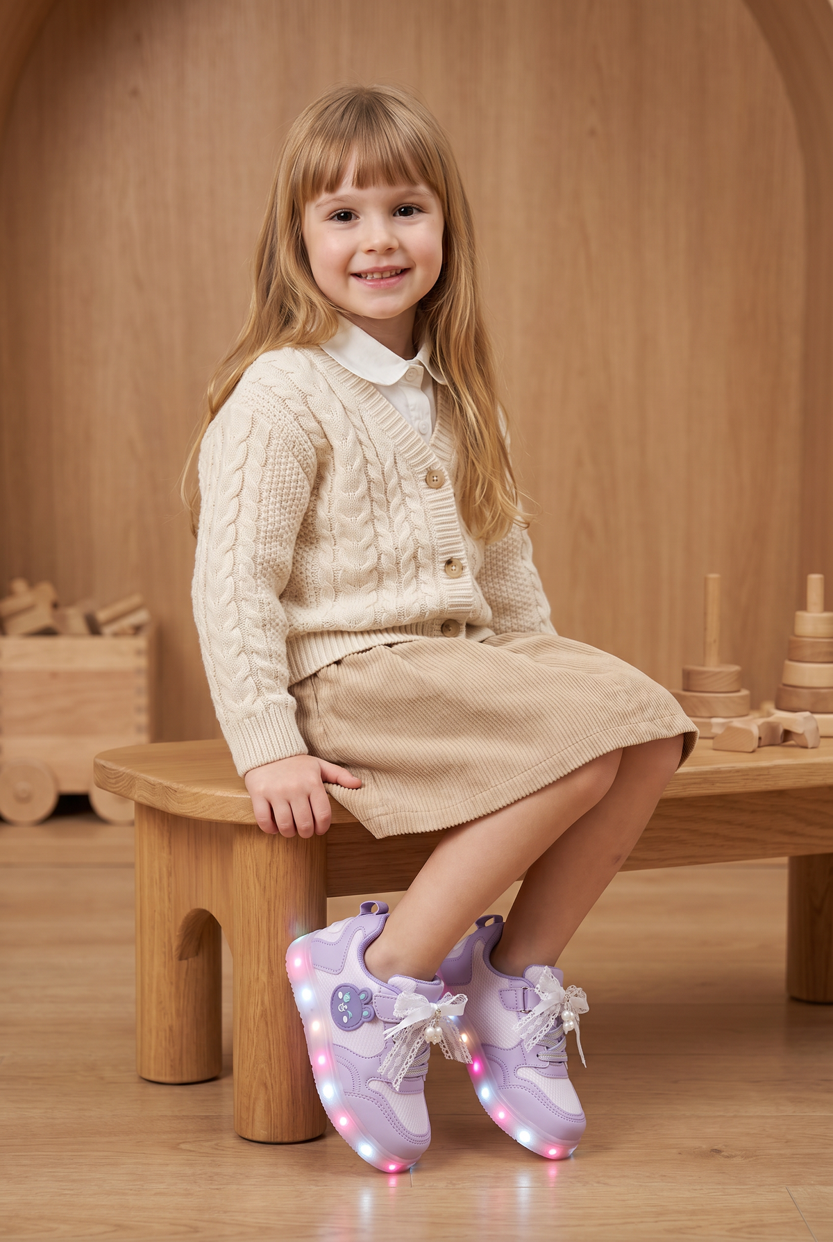 Çocuk Mor Lila Işıklı Sneaker Spor Ayakkabı 2026 - Kids DS Chen