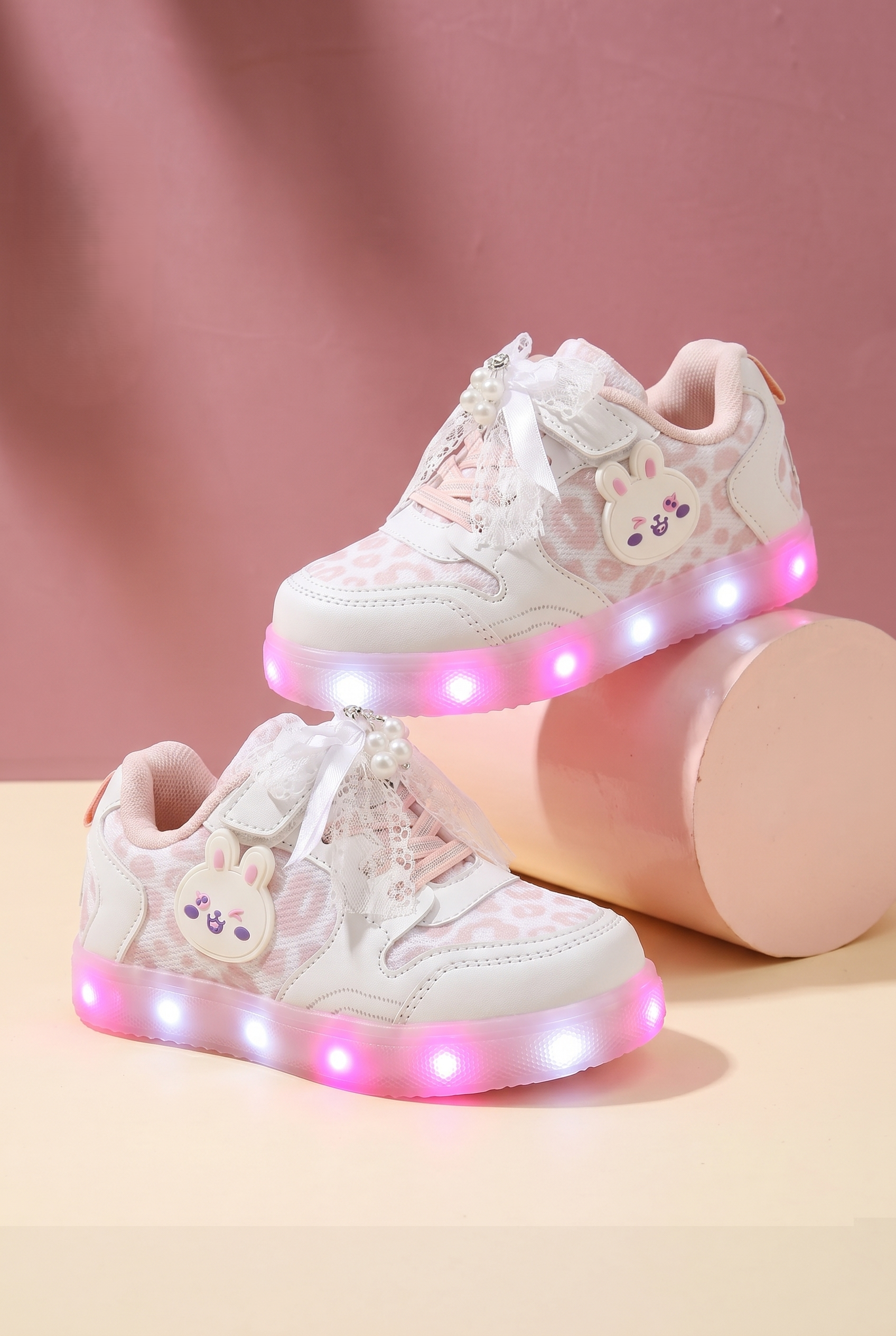 Çocuk Beyaz Pudra Işıklı Sneaker Spor Ayakkabı 2026 - Kids DS Chen