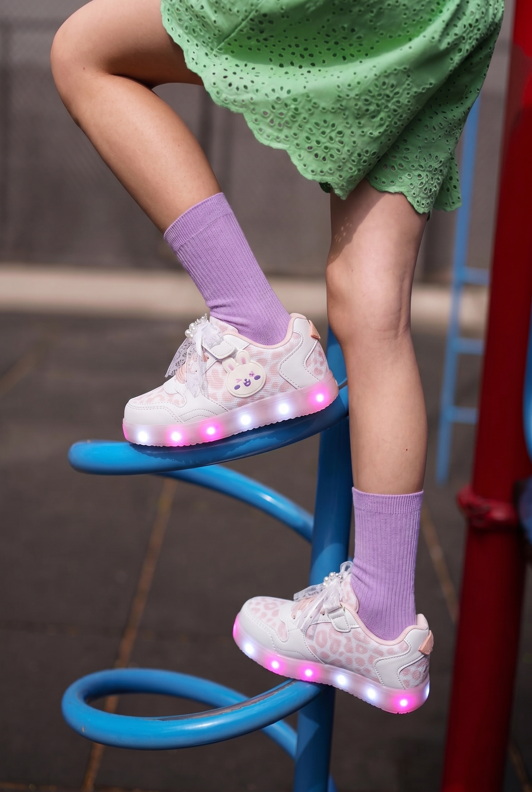 Çocuk Beyaz Pudra Işıklı Sneaker Spor Ayakkabı 2026 - Kids DS Chen