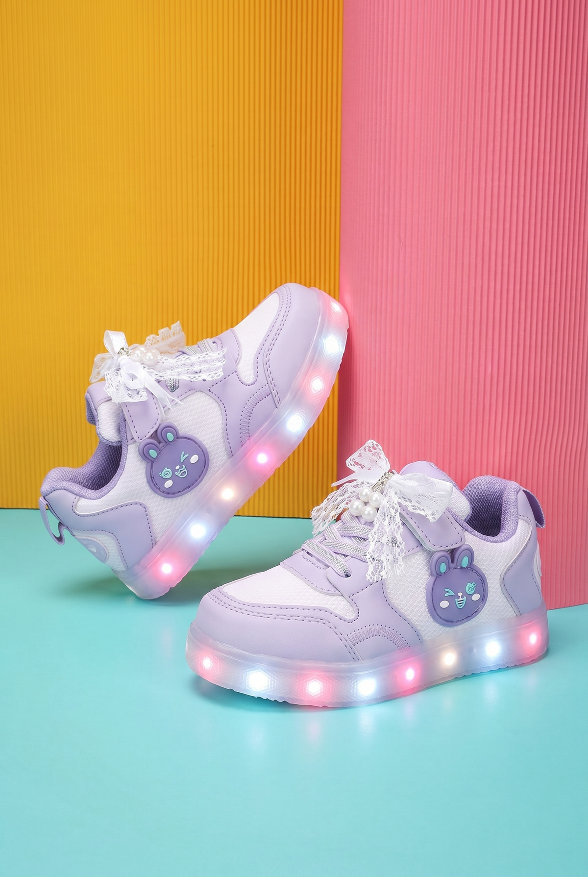Çocuk Mor Lila Işıklı Sneaker Spor Ayakkabı 2026 - Kids DS Chen