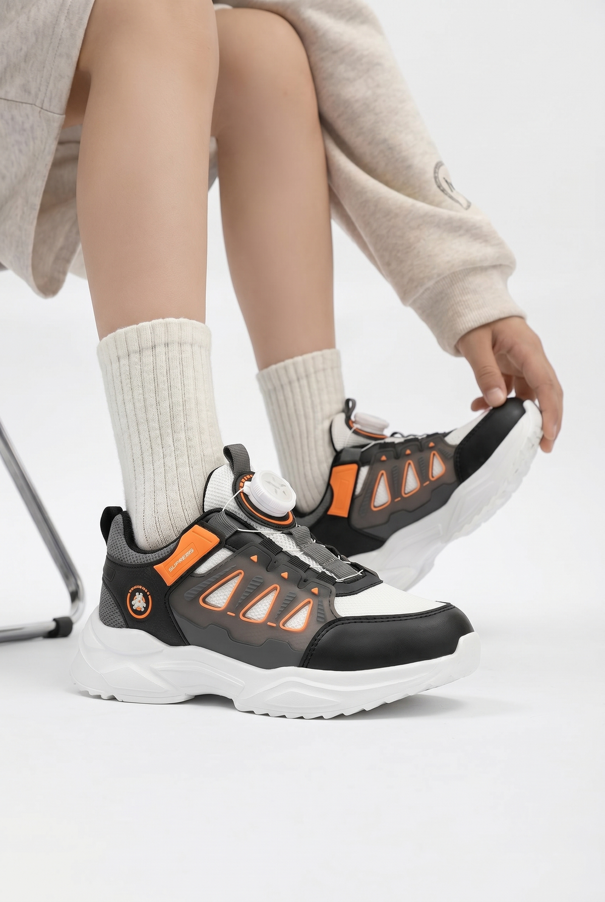 Çocuk Beyaz Turuncu Sneaker Spor Ayakkabı 2026 - Kids DS Rubick