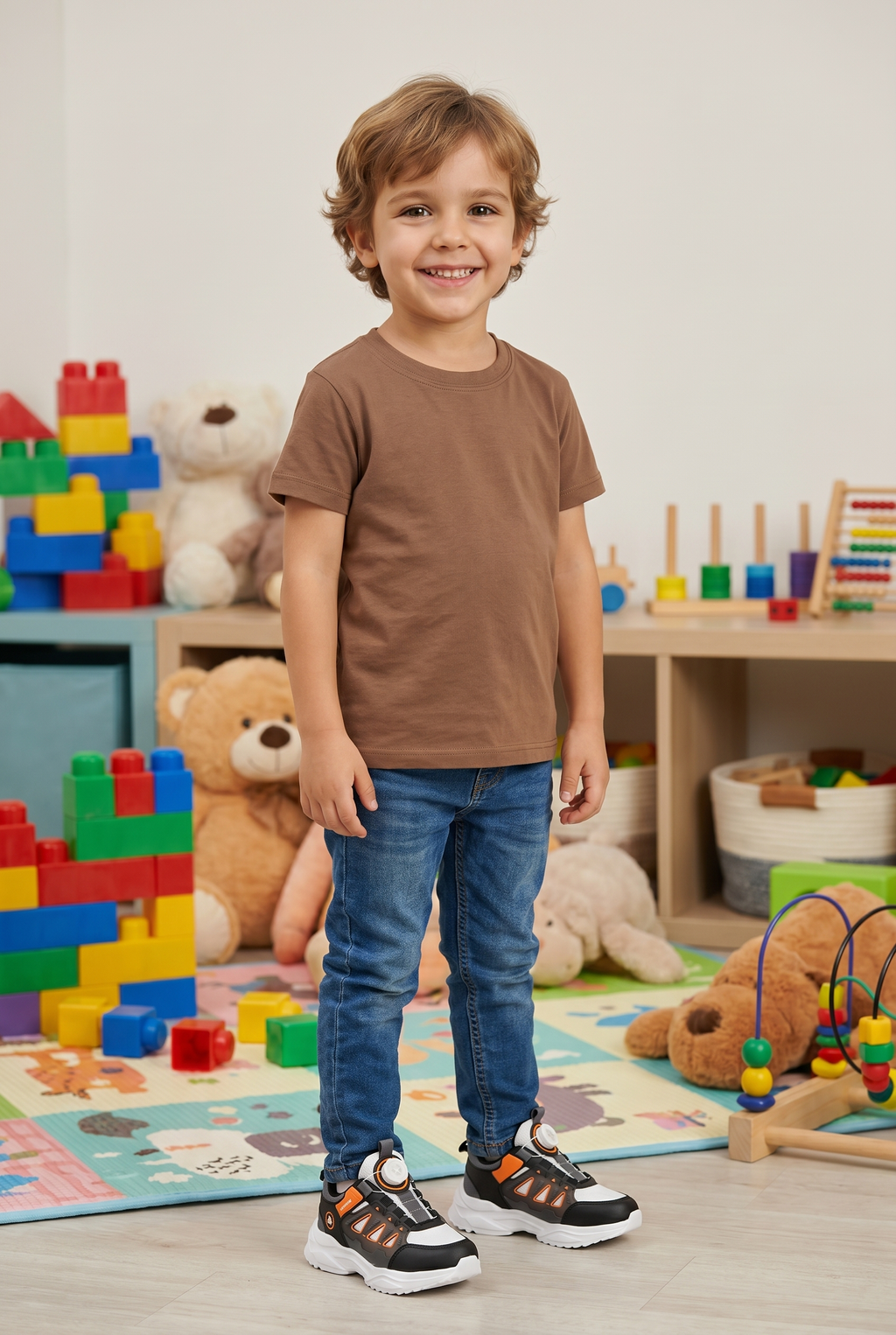 Çocuk Beyaz Turuncu Sneaker Spor Ayakkabı 2026 - Kids DS Rubick