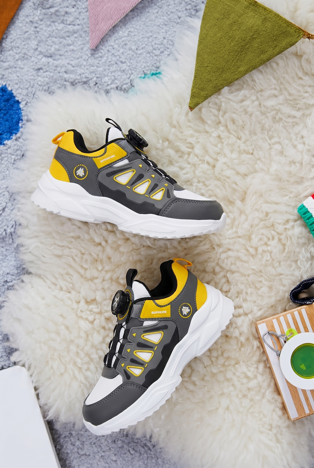 Çocuk Beyaz Sarı Sneaker Spor Ayakkabı 2026 - Kids DS Rubick