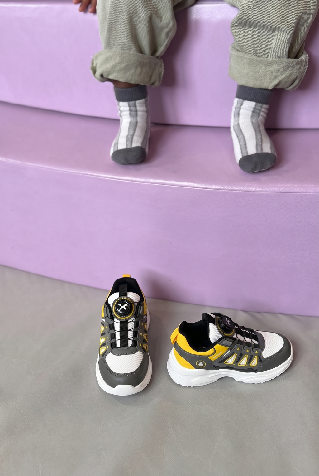 Çocuk Beyaz Sarı Sneaker Spor Ayakkabı 2026 - Kids DS Rubick